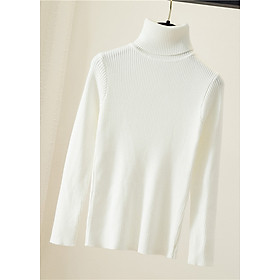 Áo len nữ cổ cao trơn basic Đũi Việt ALN20