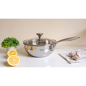Chảo inox cao cấp Jiwon JW-IN316 size 22/24/26cm Nano Cool không cần tôi chảo chống dính vượt trội