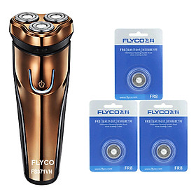 Combo Máy Cạo Râu Flyco FS-371VN Và Bộ Lưỡi Dao Cạo FR8 (3 Bộ)