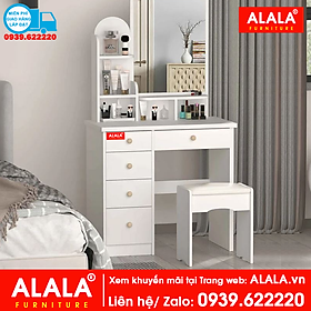 Bàn trang điểm ALALA804 màu trắng + Ghế ngồi - Thương hiệu ALALA