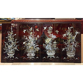 Mua Tranh bộ sơn mài khảm trai   Mai Lan Cúc Trúc - SM320 ( 80x160cm)