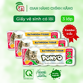 Combo 5 lốc Giấy vệ sinh cuộn nhỏ có lõi cao cấp