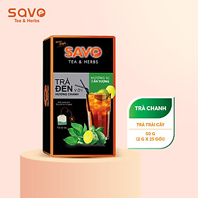 Trà túi lọc trái cây SAVO Trà Đen hương Chanh - Hộp 25 Gói x 2g