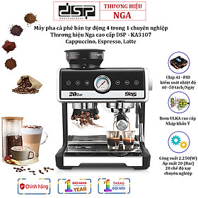 Máy pha cà phê bán tự động KA3107  4 trong 1 chuyên nghiệp Cappuccino, Espresso, Latte, Thương hiệu Nga cao cấp DSP, 40 - 50 tách/ngày - Hàng Nhập Khẩu, Bảo Hành 12 Tháng