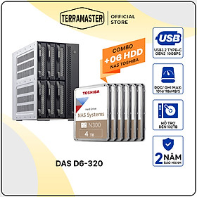 Mua Combo bộ Thiết bị lưu trữ DAS TerraMaster DAS TerraMaster D6-320 6-bay kèm 1 ổ cứng Toshiba NAS N300 24/7 Hàng chính hãng