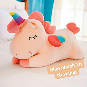 Gấu bông ôm ngủ ngựa pony kì lân 1 sừng unicom thú nhồi bông dễ thương (size 90cm-110cm-120cm)