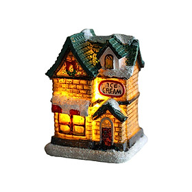 Christmas  up House Resin Miniature Xmas Ornament Illuminated Fairy Garden Statue for Home or Garden Decor Delicate