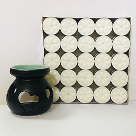 Mua Combo Đèn Đốt Tinh Dầu Hình Tim Kèm 50 Viên Nến 4 - 5 hours/ viên