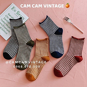 TẤT CAO CỔ NAM VỚ CAO CỔ NỮ TẤT VINTAGE STYLE HÀN QUỐC ĐỘC KẺ SỌC CARO HOTTREND TẤT CAO CỔ