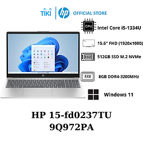 Mua Máy tính xách tay HP 15-fd0237TU  Core i5-1334U  8GB RAM  512GB SSD  Intel Graphics 15.6 FHD  Webcam  3 Cell Wlan ax+BT  Win11 Home 64  Natural Silver  1Y WTY_9Q972PA - Hàng chính hãng
