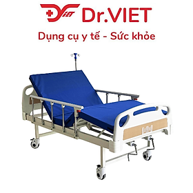 Giường Y Tế 2 Tay Quay GBM-093A Đa Năng Nâng Lưng Nâng Chân Cho Bệnh Nhân Có Bàn Ăn Cây Truyền Dịch Lan Can Bảo Vệ Bánh Xe Khóa An Toàn Khung Thép Sơn Tĩnh Điện Bền Chắc Dễ Sử Dụng Phù Hợp Gia Đình Bệnh Viện Phòng Khám