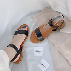 SANDAL DA BÒ QUAI MẢNH GÓT BỆT SD02