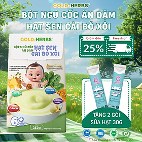 Bột ngũ cốc ăn dặm hạt sen cải bó xôi GoldzHerbs cho bé từ 6 tháng tuổi – 252g/ 500g