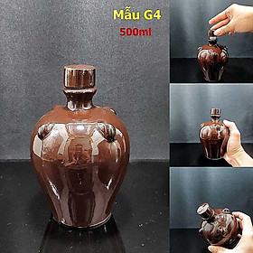 Nậm Đựng Rượu 500ML gốm sứ Bát Tràng cao cấp mẫu quả lê bi màu nâu đỏ – Nậm Rượu Gốm Sứ chất lượng đảm bảo (L3)