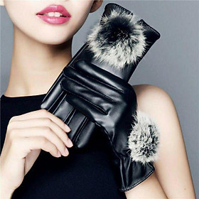 Găng tay da nữ quả quả bông/ găng tay cảm ứng điện thoại ,ipad mượt mà,cảm ứng nhạy