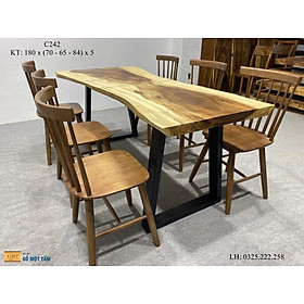 Bàn Sân Vườn Gỗ Me Tây, Bàn Cafe Gỗ Me Tây, Bàn Gỗ Me Tây Nguyên Tấm Dài 1,8m Rộng 84cm Dày 5cm