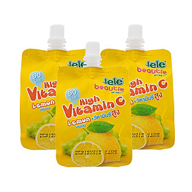 Nước trái cây Jele Beautie Thạch Vitamin C Chanh (3 gói x 150g)