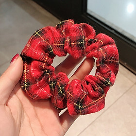Buộc tóc vải bông Scrunchies  Korea Style Kẻ caro