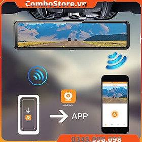 Camera hành trình gương ô tô cao cấp màn hình 12 inch Full HD 1080P - Camera hành trình gương ô tô cao cấp tích hợp GPS, Wifi