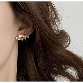 Bông tai nơ đính đá