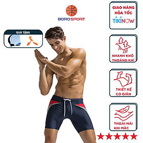 Quần bơi nam Boxer YESURE DEENYT  Chất liệu Superfine polyester cao cấp , chống thấm , nhanh khô form Fitness thời trang (Tặng kèm nón bơi + bịt tai silicon) - Hàng Chính Hãng