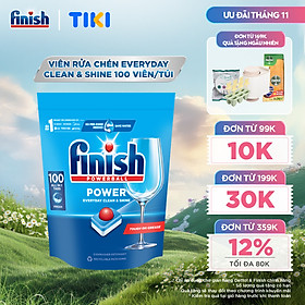 Viên Rửa Chén Bát Hương Chanh Finish Powerball Power All In 1 Max - Túi 100 viên siêu tiết kiệm