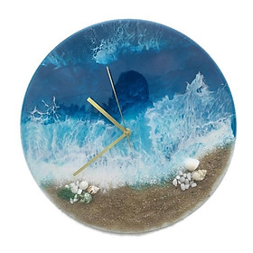 Mua Đồng hồ treo tường 38cm hiệu ứng sóng biển 3D nghệ thuật resin epoxy  màu phong thủy/2poxy