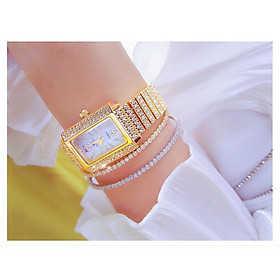 Đồng hồ thời trang nữ hình chữ nhật Bs Bee Sister đính cườm ( Không kèm vòng ) VOU D333 - Vàng hồng