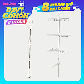 Giàn phơi đứng cao cấp cho bé 3 tầng thương hiệu Babyhop có thể gấp gọn khi không sử dụng thiết kế chống đổ có thể xoay 360 độ được làm từ nhựa nguyên sinh an toàn cho quần áo của bé - Hàng chính hãng