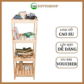 Kệ gỗ 4 tầng để đa năng, lắp ghép tiện lợi gỗ cao su cao cấp