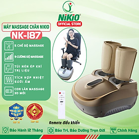 Máy Massage Chân Nén Ép Trị Liệu Suy Giãn Tĩnh Mạch Nikio NK-187 - Máy Mát Xa Dây Ấn Lòng Bàn Chân, Mu Bàn Chân, Ngón Chân, Bắp Chân - Công Nghệ Tiên Tiến: Con Lăn, Túi Khí Và Nhiệt Sưởi - Nhiều Chế Độ Matxa, Có Remote Điều Khiển