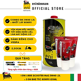 (HCM) Combo Eni Scooter MA2 5W40 1.2L +3 Nhớt Lap Eni Bike Tec 80W90 120ml