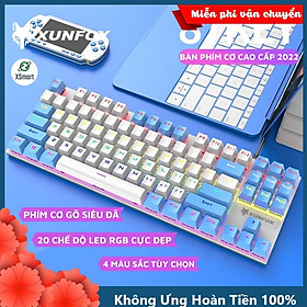 Bàn Phím Cơ Gaming K80 LED RGB 20 Chế Độ Nháy Cực Đẹp, Phím CƠ Gõ Siêu Đã, Thiết Kế Nhỏ Gọn Dùng Cho Máy Tính, Laptop