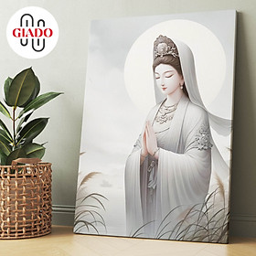 Mua Tranh ảnh thờ treo tường hoặc tranh để bàn mẫu Phật giáo Quan Âm Bồ Tát ánh trăng