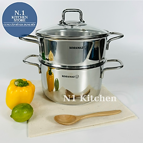 Mua Bộ nồi xửng hấp inox 18/10 Korkmaz Perla Thổ Nhĩ Kỳ  Bảo hành 4 năm -  Hàng Chính Hãng
