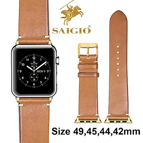 Dây Đeo Apple Watch 49mm 45mm 44mm 42mm, Chất Liệu Da Bò Cao Cấp, Phong Cách Vintage Hoài Cổ, Tương Thích Các Phiên Bản Series Ultra2/Ultra/SE2/SE/9/8/7/6/5/4/3/2/1