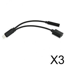 3x3.5mm Headphone Audio Adapter Charger Cable For iPhone 7 8 Plus X Black