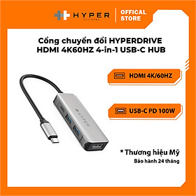 CỔNG CHUYỂN HYPERDRIVE HDMI 4K60HZ 4-IN-1 USB-C HUB - HD41 - HÀNG CHÍNH HÃNG