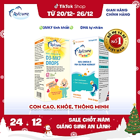 Combo Avisure D3MK7 và Avisure DHA smart kid hỗ trợ bé cao lớn, thông minh, mắt sáng