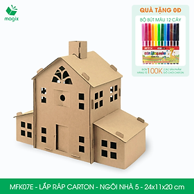 MFK07E - 24x11x20 cm - Mô hình ngôi nhà lắp ráp từ bìa carton cao cấp, nhà giấy carton mini sáng tạo