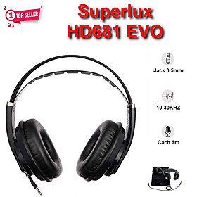 Mua ROGTZ - Tai Nghe Chuyên Nghiệp Superlux HD681 Evo - Driver Dynamic 50mm Kiểu Dáng Semi-Open Earpad Da Nhân Tạo Jack Chuyển 3.5-6.3mm Cable Rời 3.5mm 1m&3m - Chất Âm Cân Bằng Bass Sâu Lắng Mid Mượt Mà Treble Thanh Thoát - Hàng Chính Hãng
