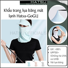 Khẩu trang kèm mũ/ nón kết che nắng lụa băng mát lạnh Hatsu-GoGLJ | Chống tia UV >98% | Chỉ số UPF50+ | Khẩu trang chơi Golf, chạy xe đạp, dã ngoại