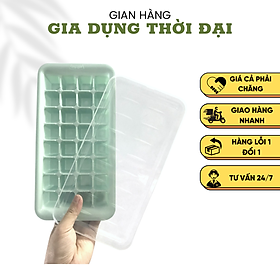 Mua Khay Nhựa Làm Đá Vuông 32 Viên Có Nắp Hàn Quốc Hole KT: 26x13.3cm