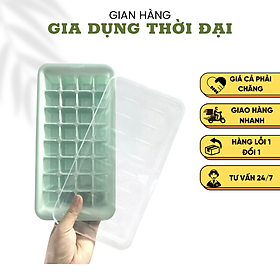 Khay Nhựa Làm Đá Vuông 32 Viên Có Nắp Hàn Quốc Hole KT: 26x13.3cm