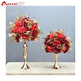 Bình hoa lụa 50-70cm trang trí cưới hỏi, sự kiện sinh nhật, party cao cấp, lọ hoa mạ vàng sang trọng nhiều mẫu đẹp Anzzar HC-01