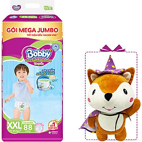 Tã Quần Bobby Đệm Lưng Thấm Mồi Hôi Lưng Mega Jumbo XXL88 - Tặng 1 cáo bông xinh xắn