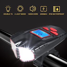 Bike Headlight  120bd Loud 6 Sound Handlebar   500 Lumen USB Rechargeable Front Light Lamp