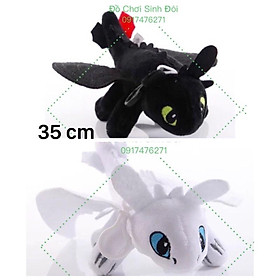 Thú bông bí kíp luyện rồng 35cm - combo trắng và đen