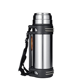 Nồi giữ nhiệt quai xách đi du lịch chân không THERMOS CUP 2000ml (Silver Black)