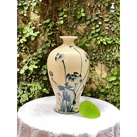 Mua Lọ Hoa Men Rạn Vẽ Sen Dáng Túm Cổ Xưởng Gốm TM